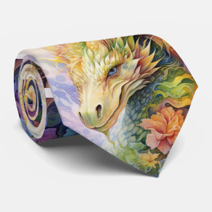 Rainbow Chinese Dragon Pattern Tie