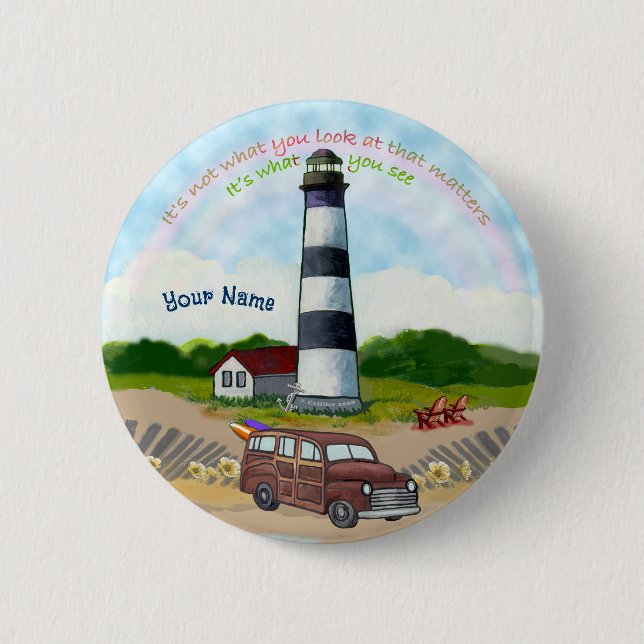 Rainbow Choice Lighthouse  2 Inch Round Button (Front)