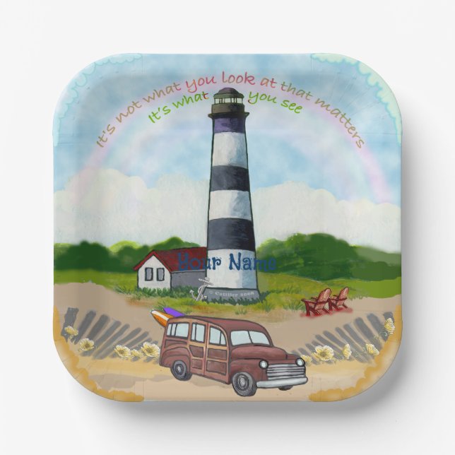 Rainbow Choice  Lighthouse   Paper Plate (Front)
