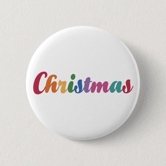 Rainbow Christmas 2 Inch Round Button (Front)