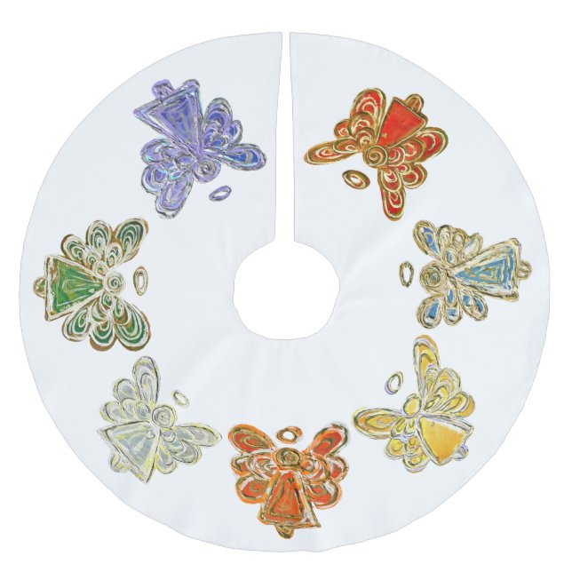 Rainbow Christmas Angel Tree Skirt (Front)