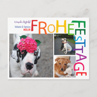 Rainbow Christmas Postcard