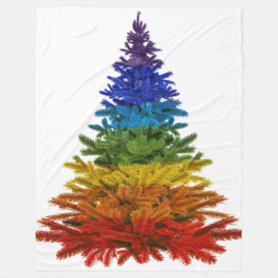 rainbow christmas tree fleece blanket