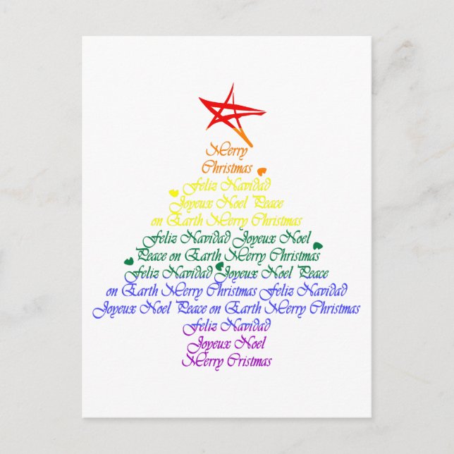 Rainbow Christmas Tree Holiday Postcard (Front)