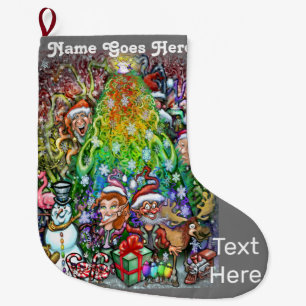 Rainbow Christmas Tree Large Christmas Stocking