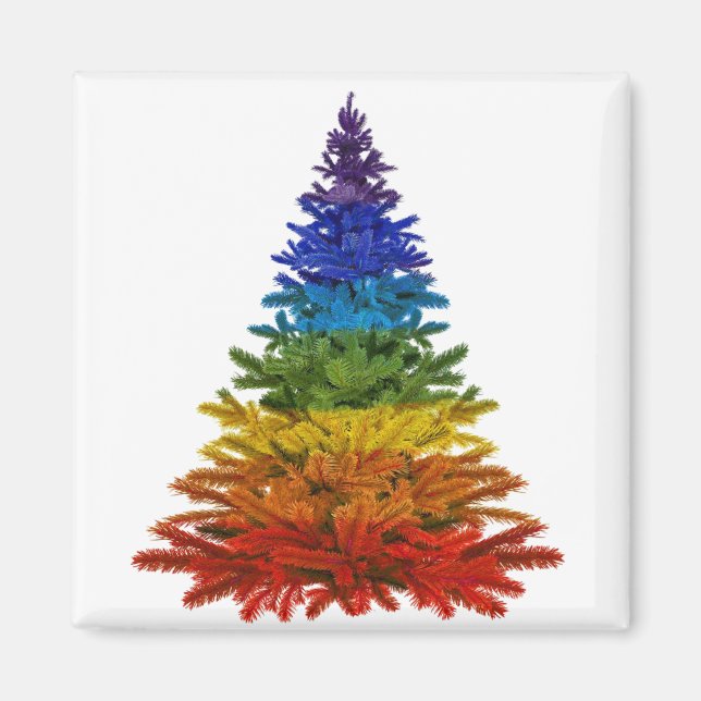 rainbow christmas tree magnet (Front)