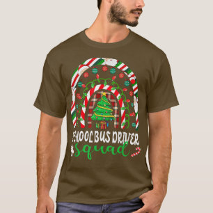 Rainbow Christmas Tree School Bus Driver Squad Chr T-Shirt
