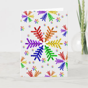 Rainbow Christmas Tree Snowflake Holiday Card