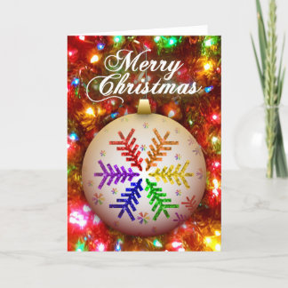 Rainbow Christmas Tree Snowflake Merry Christmas Card