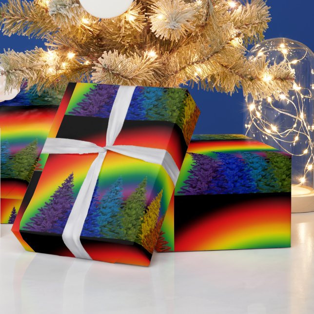 Rainbow Christmas Tree Wrapping Paper (Holidays)