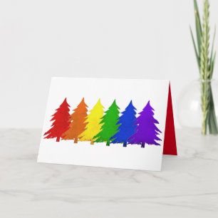 Rainbow Christmas Trees Men's Card