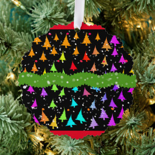 Rainbow Christmas Trees  Ornament Card