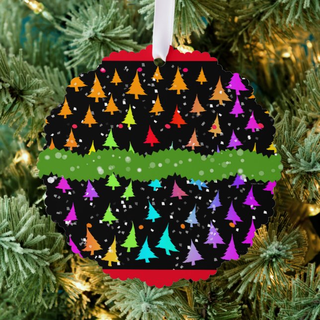 Rainbow Christmas Trees  Ornament Card (Insitu (Tree))