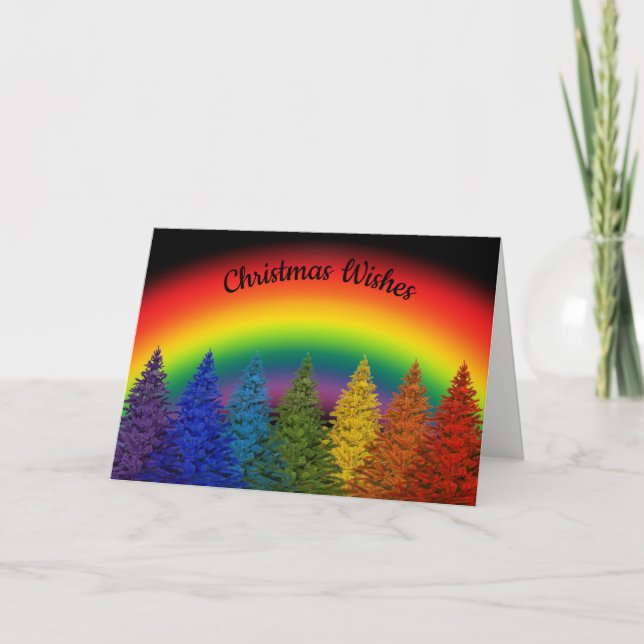 Rainbow Christmas Wishes. Holiday Card (Front)