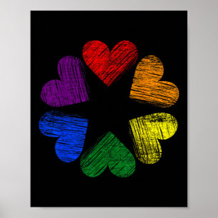 Rainbow Circle Of Hearts Love Gay Pride Lgbt _1  Poster