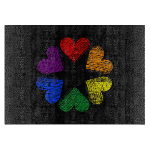 Rainbow Circle of Hearts Love Gay Pride LGBT Cutting Board