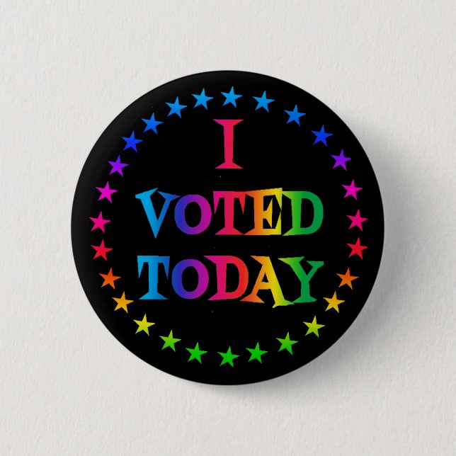 Rainbow Circle of Stars I VOTED TODAY LGBT 2.25" 2 Inch Round Button (Front)