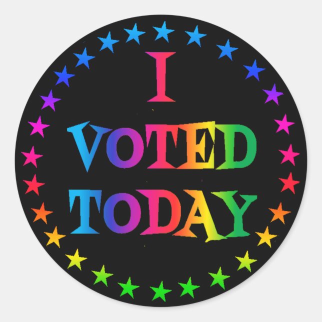 Rainbow Circle of Stars "I Voted Today" LGBT Classic Round Sticker (Front)