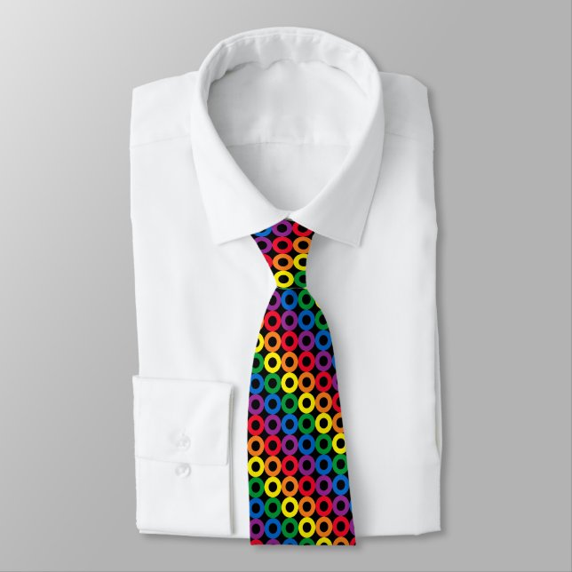 Rainbow Circles Black Tie (Tied)