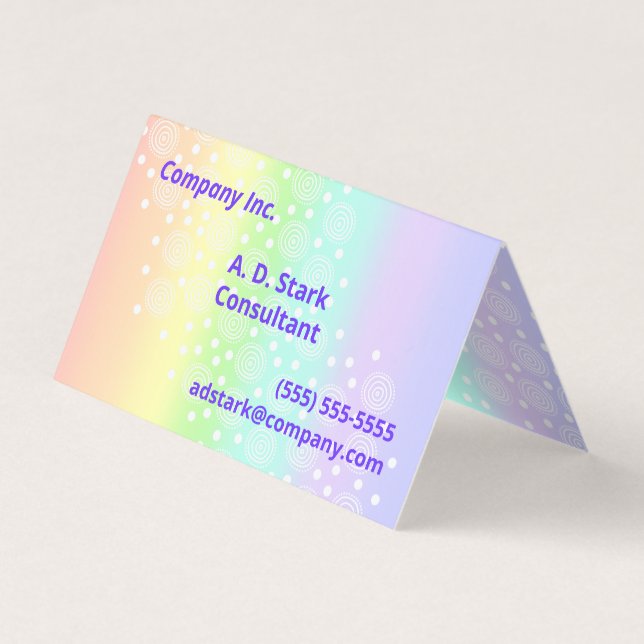 Rainbow Circles in Circles Folded Business Cards (Front)