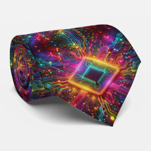 Rainbow Circuit Board Necktie – Colourful Tech Gee