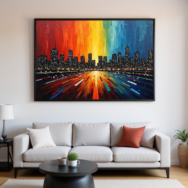 Rainbow Cityscape Wall Art - Modern Skyline Poster (Creator Uploaded)