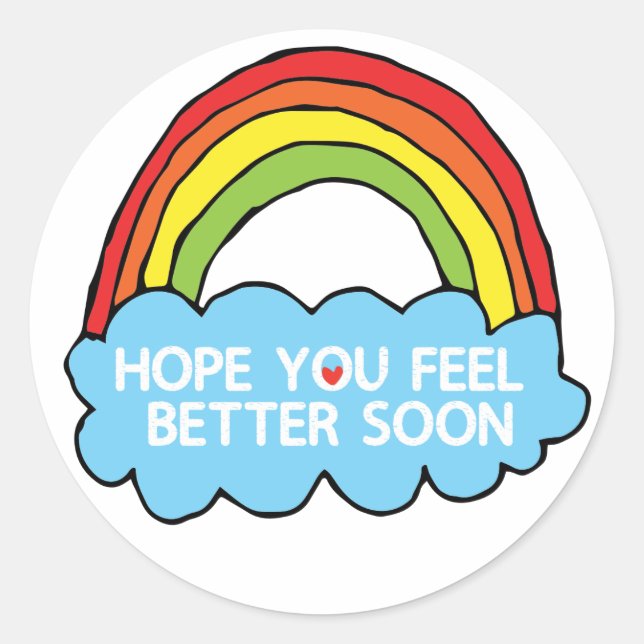 Rainbow Cloud Clip Art Sending You Well Wishes Classic Round Sticker (Front)