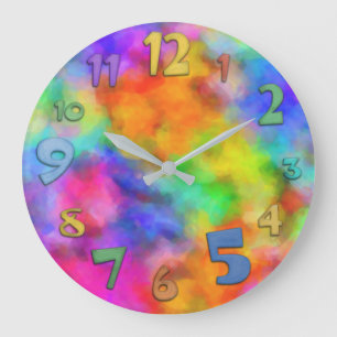 Rainbow Cloud Colours Large Clock