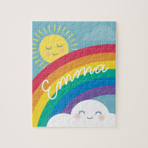 Rainbow Cloud et Sun Personnalisé Puzzle