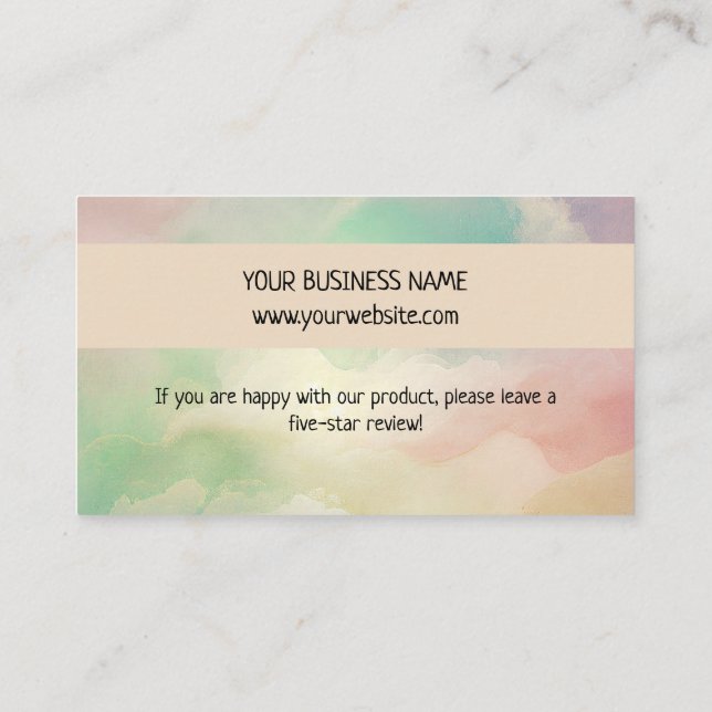 Rainbow cloud gradient business thank you card (Back)