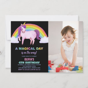 Rainbow Cloud Unicorn Anniversaire Invitations ave