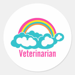 Rainbow Cloud Veterinarian Classic Round Sticker