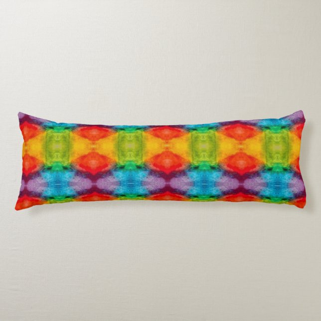 Rainbow Cloud Watercolor Art Body Pillow (Front)