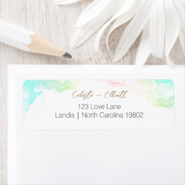 Rainbow Clouds Baby Shower Return Address Label (Insitu)
