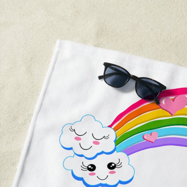 Rainbow Clouds Beach Towel (In Situ)