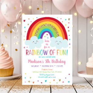 Rainbow Clouds Birthday Invitation