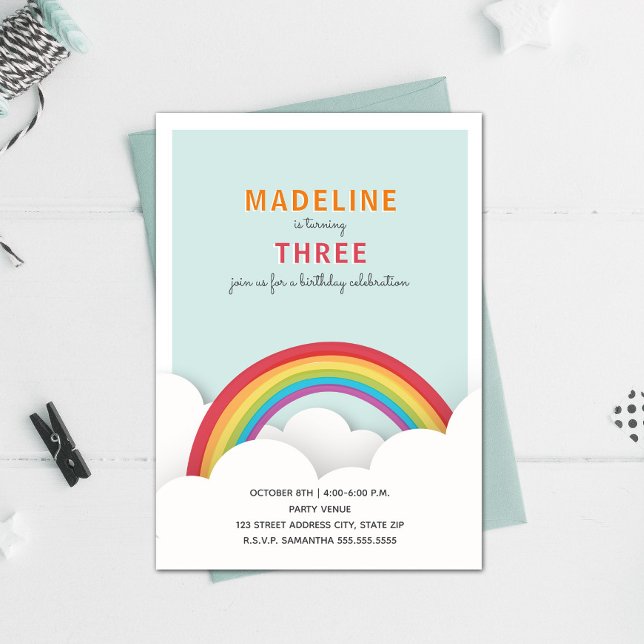 Rainbow Clouds Birthday Party Invitation (Creator Uploaded)