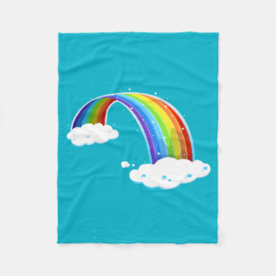 Rainbow Clouds Colourful Glitter Shiny Whimsical Fleece Blanket