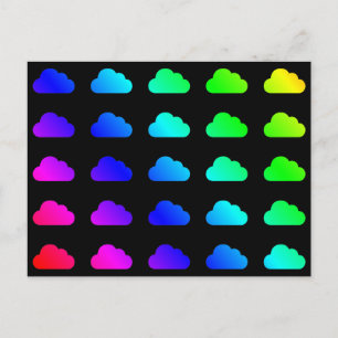 Rainbow Clouds Colourful Multicolor Kawaii Clipart Postcard