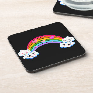 Rainbow Clouds Cork-Backed Coasters