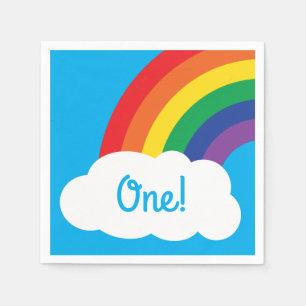 Rainbow & Clouds Cute 1st Birthday Party Napkin