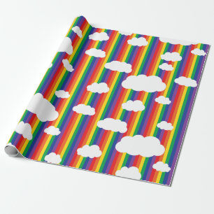 Rainbow & Clouds Cute 1st Birthday Party Wrapping Paper