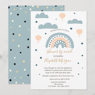 Rainbow,Clouds,DotsBaby Shower By Mail Invitation