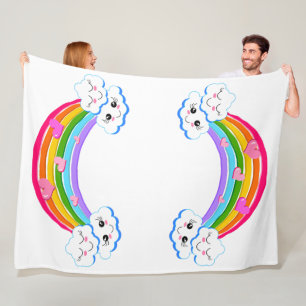 Rainbow Clouds Fleece Blanket
