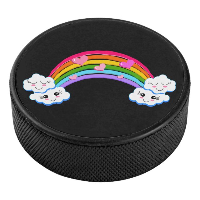 Rainbow Clouds Hockey Puck (3/4)
