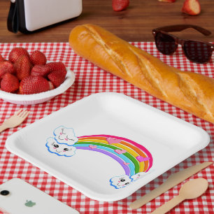 Rainbow Clouds Paper Plate