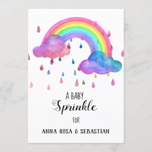 *~* Rainbow Clouds Rain Drops  Sprinkle Invitation