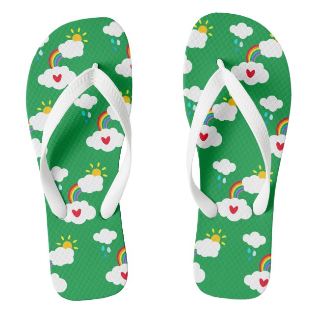 Rainbow, Clouds, Rain & Sun Flip Flops (Footbed)