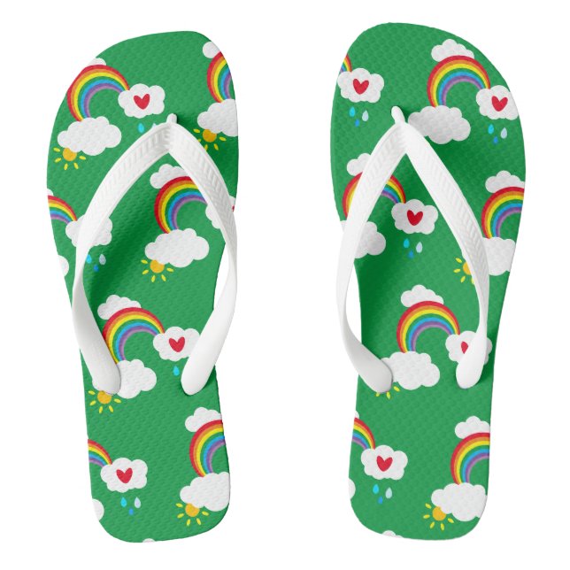 Rainbow, Clouds, Rain & Sun Flip Flops (Footbed)