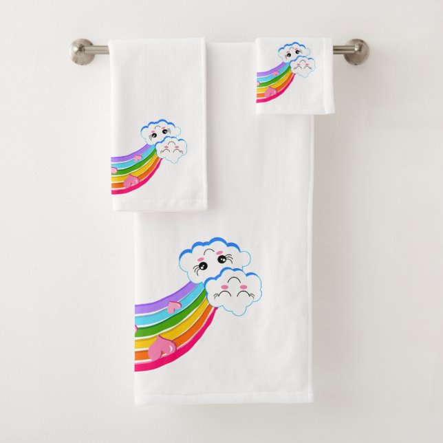 Rainbow Clouds Towel Set (Insitu)
